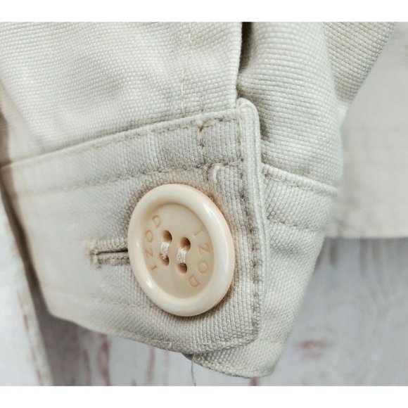 Izod Beige Khaki 5 Cargo Pocket Embroidered Button Up Women Medium Shirt Jacket  - Picture 9 of 12